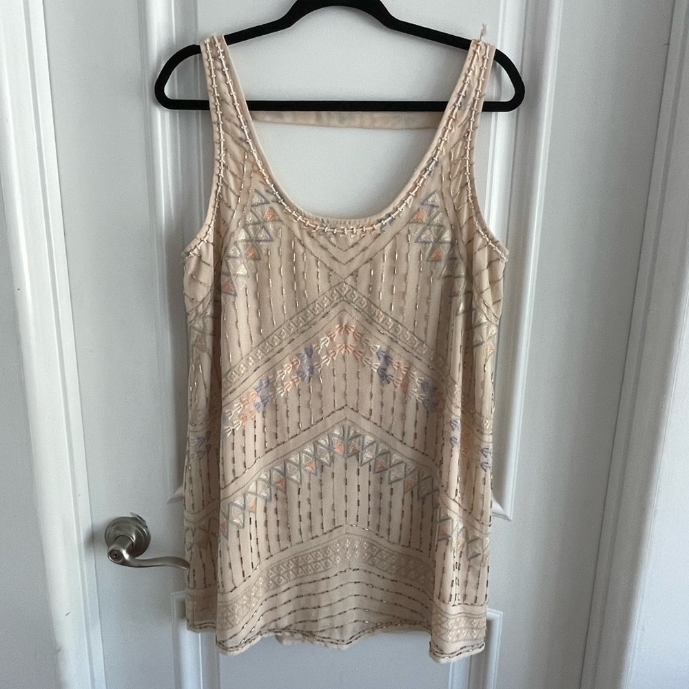 Free People Sequin Beige Mini Dress